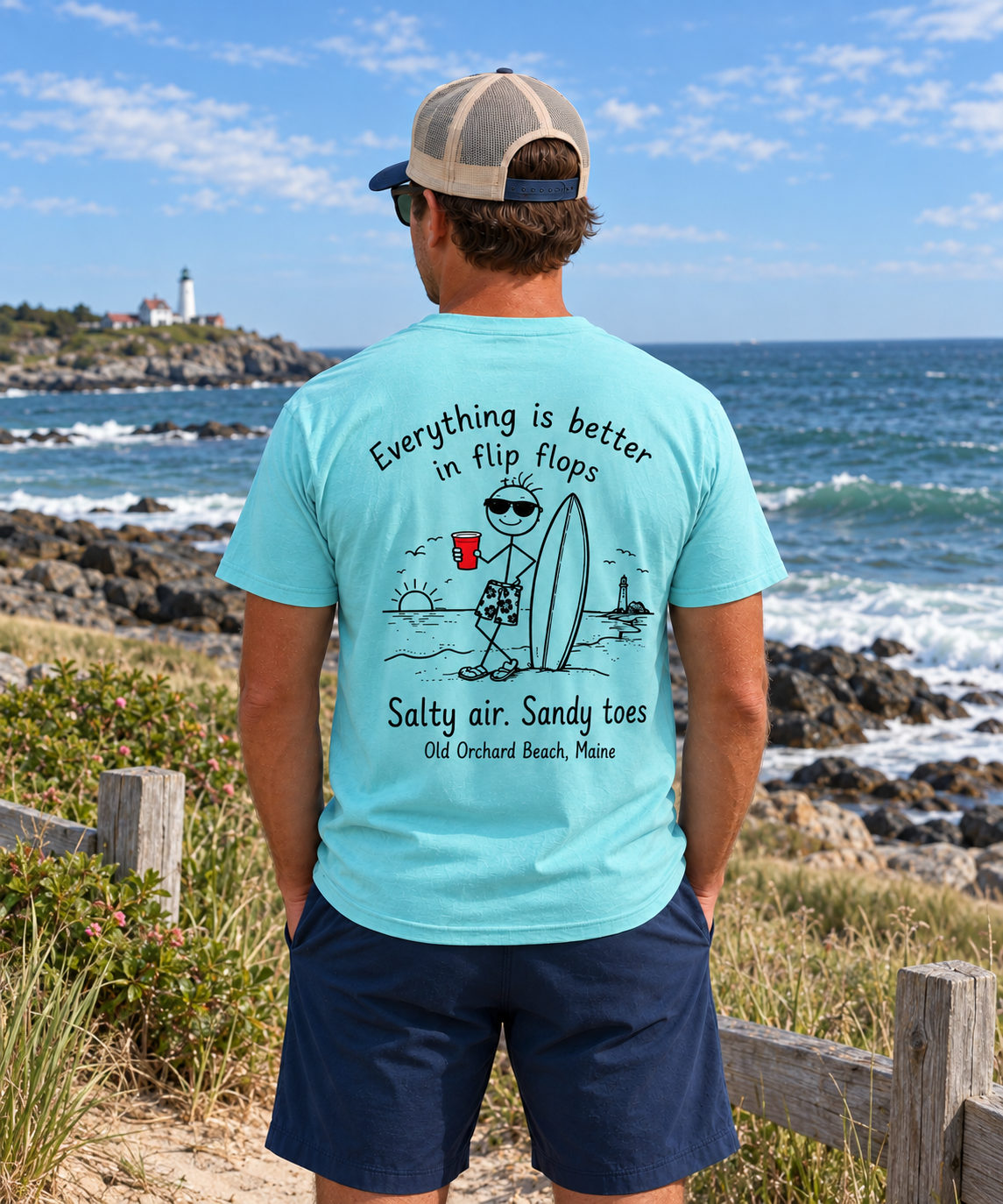 Short Sleeve T-shirt - Fip Flops - Old Orchard Beach, Maine